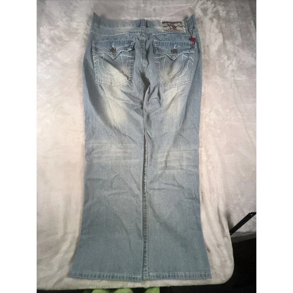 True Religion Billy Super T Baggy Grunge Y2k Denim Blue‎ Jeans 38x33 Made In USA